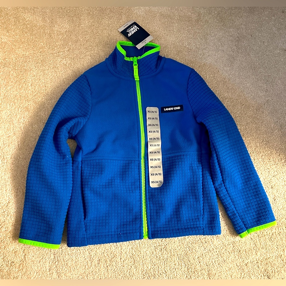 Lands' End Boys Breathable Grid Fleece Full-Zip Jacket